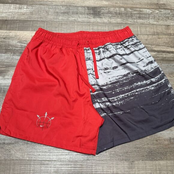 Nike Woven Flow Summer Hoop Shorts DV9605-657 Black Red Men's Size L - Picture 2 of 7
